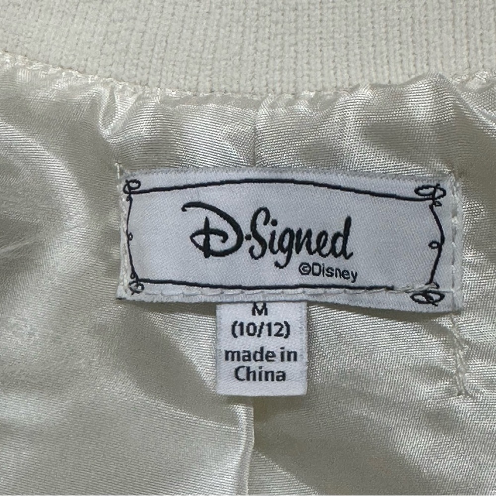 D-Signed Disney Ivory White Faux Fur Lined Zip Jacket Girls Size Medium 10/12 - Picture 9 of 9